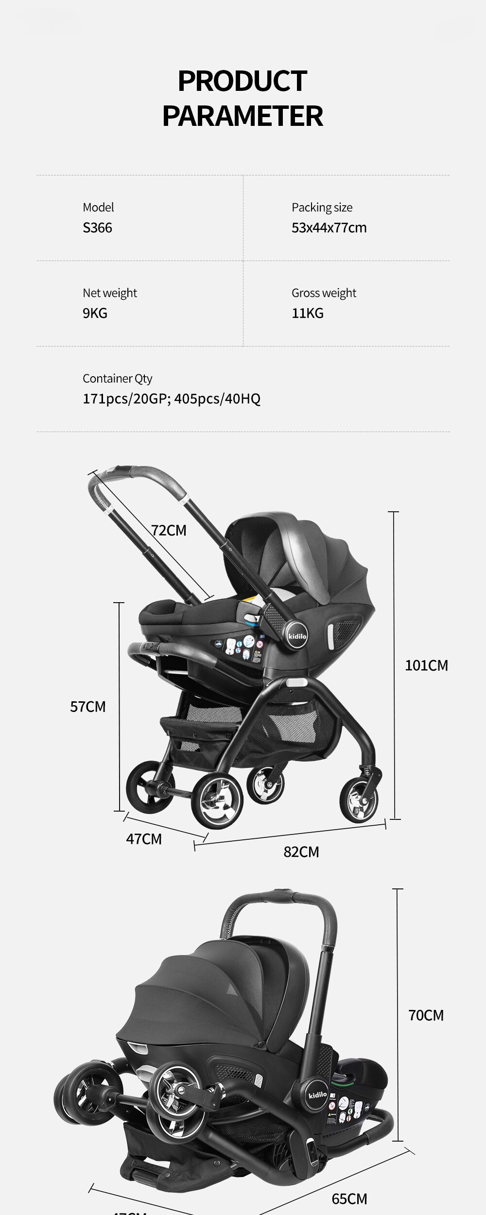 Portable Baby Stroller with Safety Seat – Lightweight Newborn & Toddler Travel Pushchair